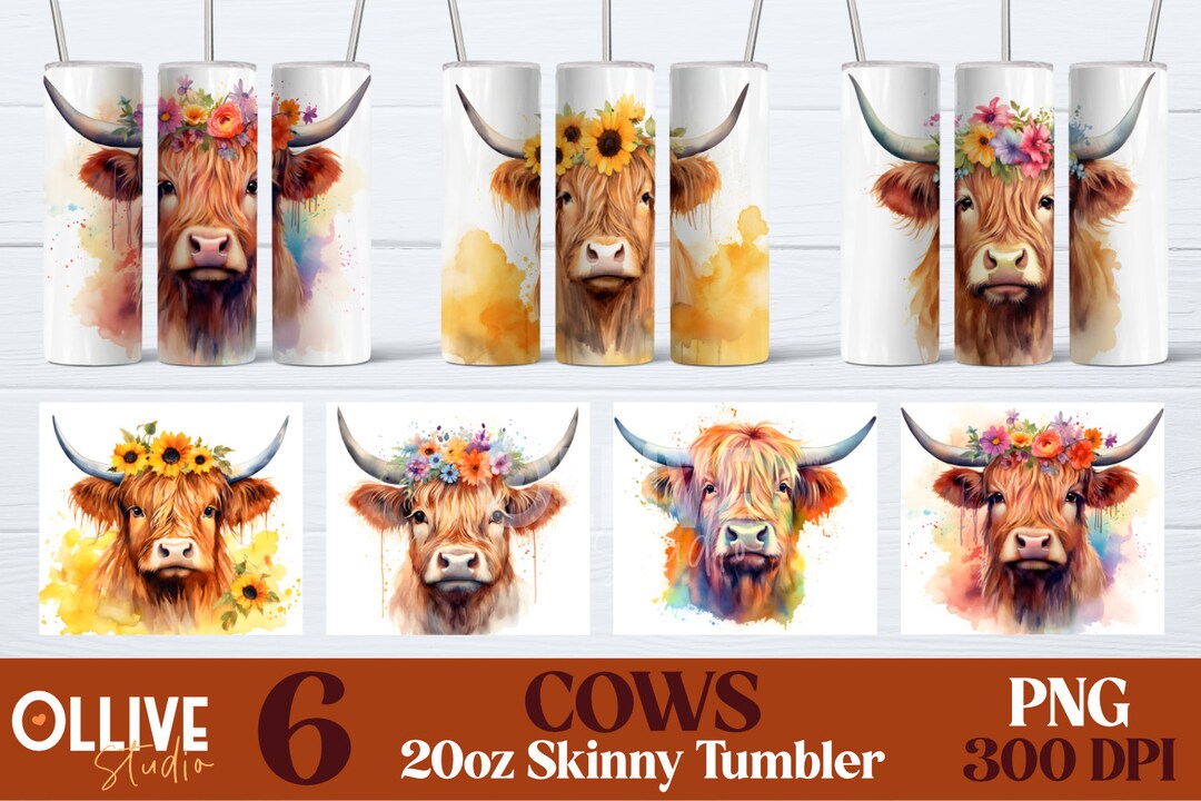 Highland Cow Tumbler Wrap PNG Bundle - Etsy