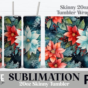 Christmas Flowers 20oz Tumbler Wrap PNG