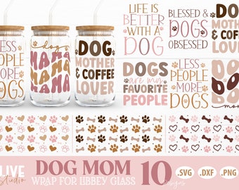 Dog Libbey 16oz Can Glass SVG Bundle | Dog Mom SVG Bundle