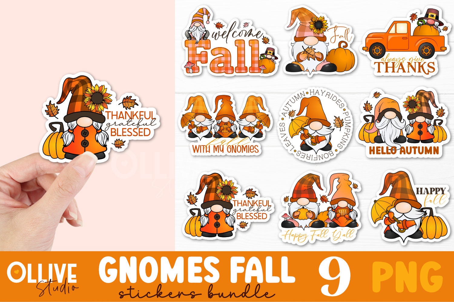 Fall Gnomes Stickers PNG Bundle - Etsy