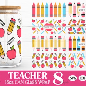 Teacher School 16oz  Libbey Can Glass SVG Bundle
