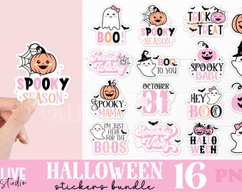 Pegatinas rosas de Halloween PNG Bundle