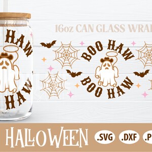 Boo Haw Cowboy Ghost 16oz Can Glass Wrap SVG