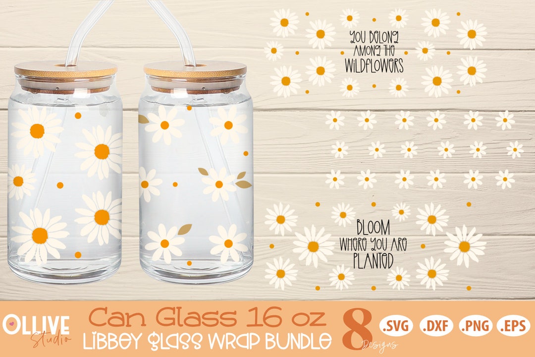 Daisy Wrap for Libbey Beer Can Glass SVG Bundle - Etsy