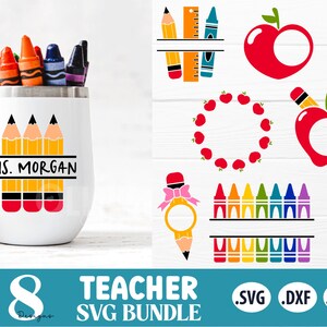 Teacher Split Monogram SVG Bundle | School Monogram SVG