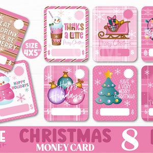 Pinke Weihnachts-Geldkarte PNG-Bundle