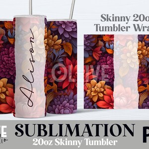 Flowers Tumbler Wrap Sublimation PNG