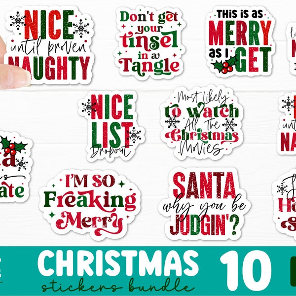 Funny Christmas Stickers PNG Bundle