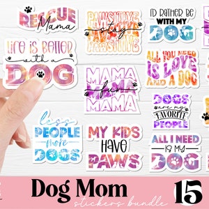 Dog Mom Sticker Bundle PNG | Chien Maman PNG