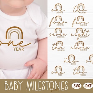 Baby Milestones Bundle SVG | Rainbow Milestones SVG