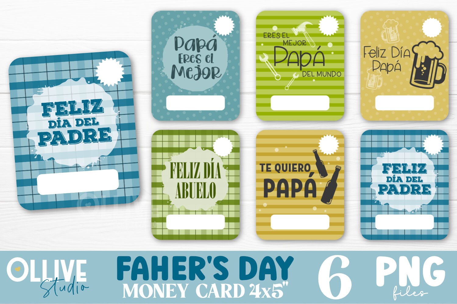 Dia del Padre Money Card PNG Bundle | Father's Day PNG