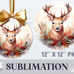 Christmas Deer Sublimation Round PNG