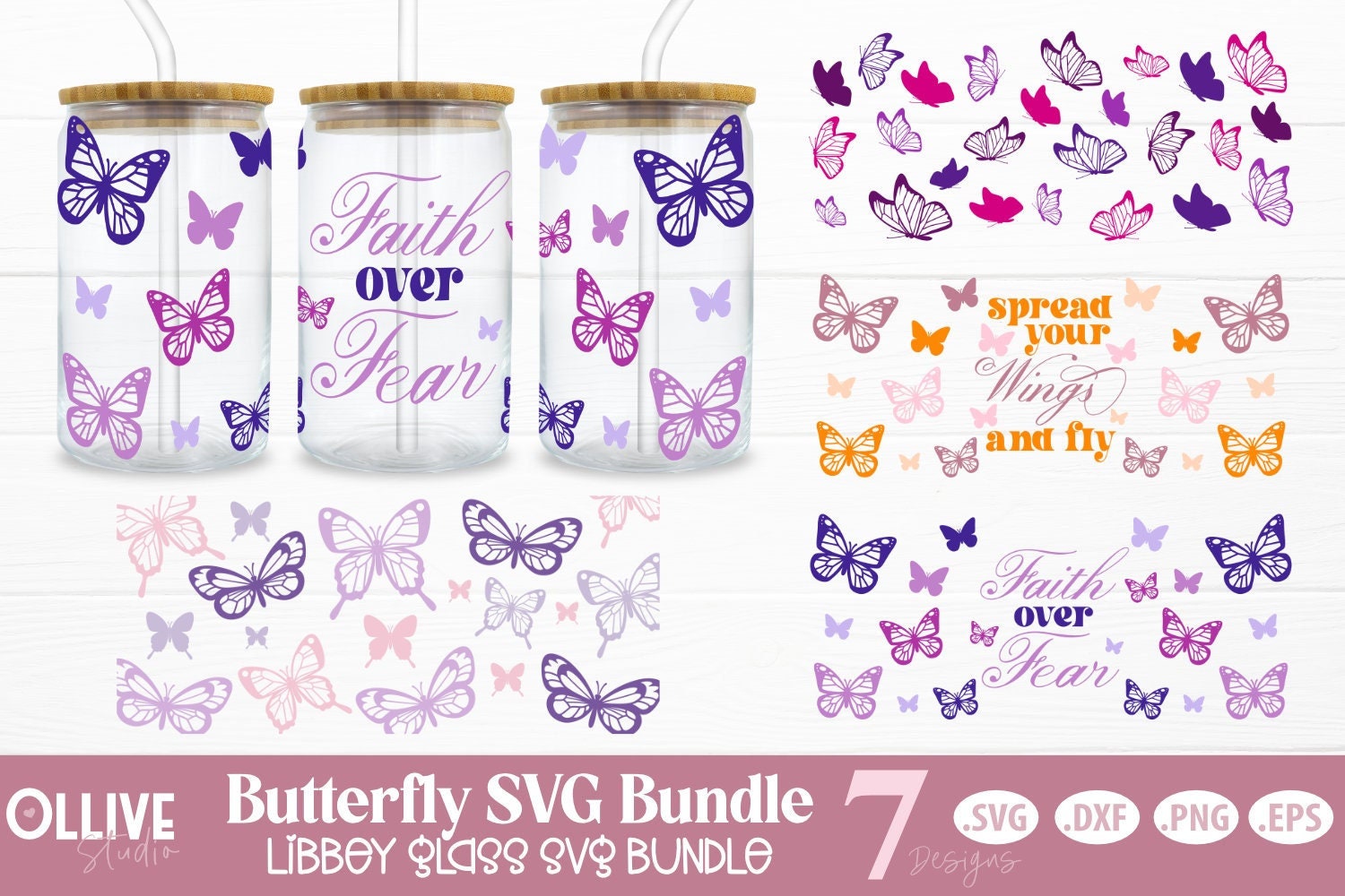 Butterfly Libbey Can Glass SVG Bundle | Butterfly SVG Bundle - Etsy