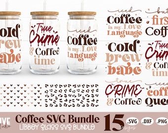 Iced Coffee Libbey Can Glass SVG Bundle | Coffee SVG Bundle