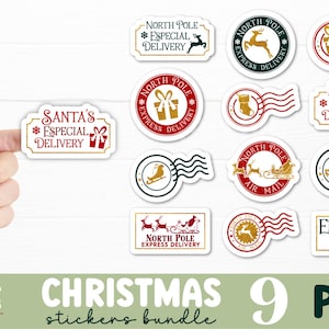 Christmas Stamp Stickers PNG Bundle
