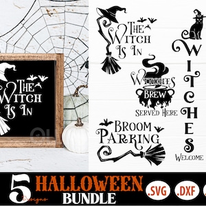 Heks Halloween veranda teken SVG bundel