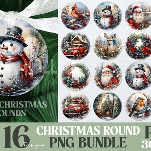 Christmas Ornaments Sublimation Rounds Bundle PNG Vol2