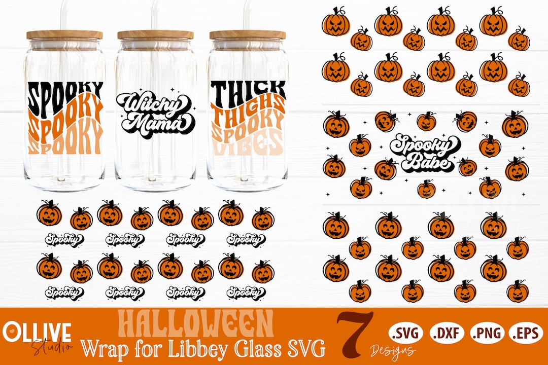 Halloween Retro Libbey Glass Wrap SVG Bundle | Halloween SVG - Etsy