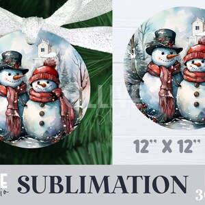 Schneemann Weihnachten Aquarell Sublimation Rund PNG
