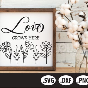 Amour grandir ici fleurs sauvages SVG | Signe inspirant SVG