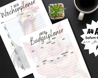 Budget planner bonus weekly planner with a funny motif | Planner Monthly Budget | Financial Planner | Budget Planning Accounting Instant Download A4 A5 A6