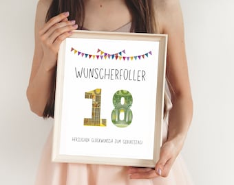 Cadeau du 18e anniversaire, cadeau d'argent pour le 18e anniversaire | Cadeau original 18ème anniversaire | Affiche A4 Garçons & Filles