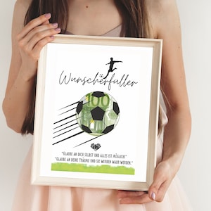 Fußball Geld Geschenkidee - Geld Poster Fußball - A4 Poster Digitale Datei - Wunsch Erfüller Fußballfan Geschenk Sofort-Download - Fußballer