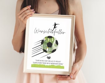 Football Money Gift Idea - Money Poster Football - A4 Poster Digital File - Wish Fulfiller Football Fan Gift Instant Download - Footballer