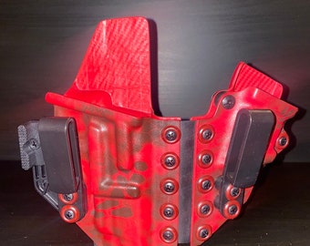 Staccato P 2011 Appendix Sidecar style Holster in Kryptek Xtreme BloodRed camo inf kydex front & standard Bloodred back.