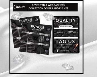 DIY WEBSITE banners, collection covers, digital e flyers, diamond flyers, hair website, beauty website banners, shopify banners, wix banners