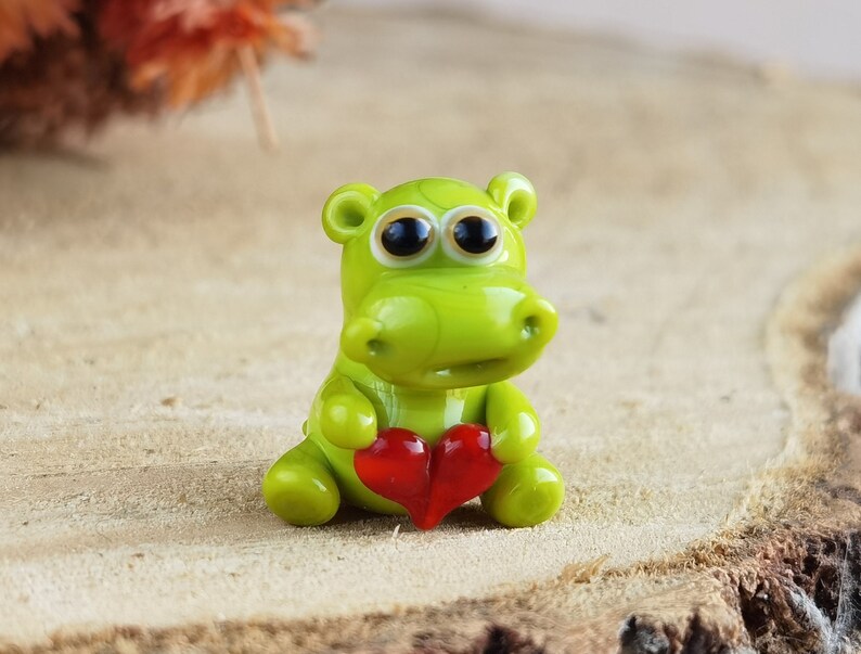 GLASS FIGURINES Miniature Hippo Figurine Glass Hippo Ornaments Hippo