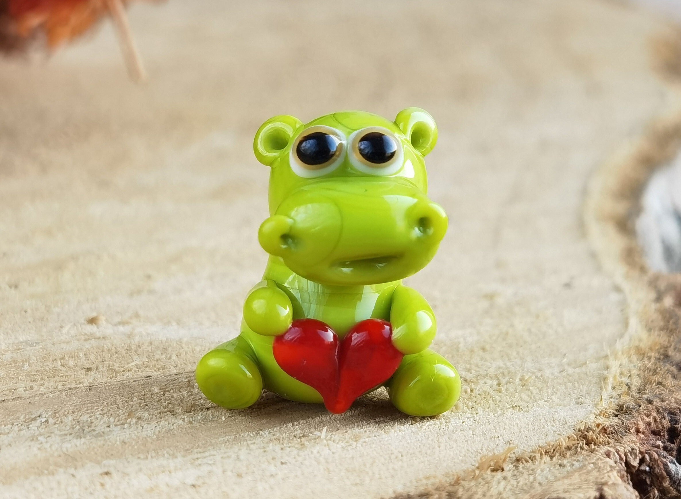 GLASS FIGURINES Miniature Hippo Figurine Glass Hippo Ornaments Hippo