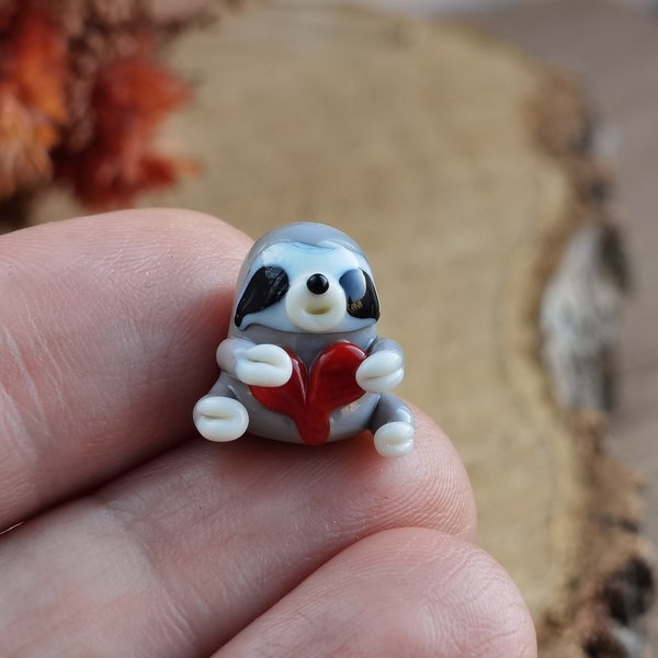 Sloth gifts Glass figurines Valentine sloth figurine Baby sloth Glass sloth Miniature sloth Tiny glass animals Sloth toy Zen garden decor