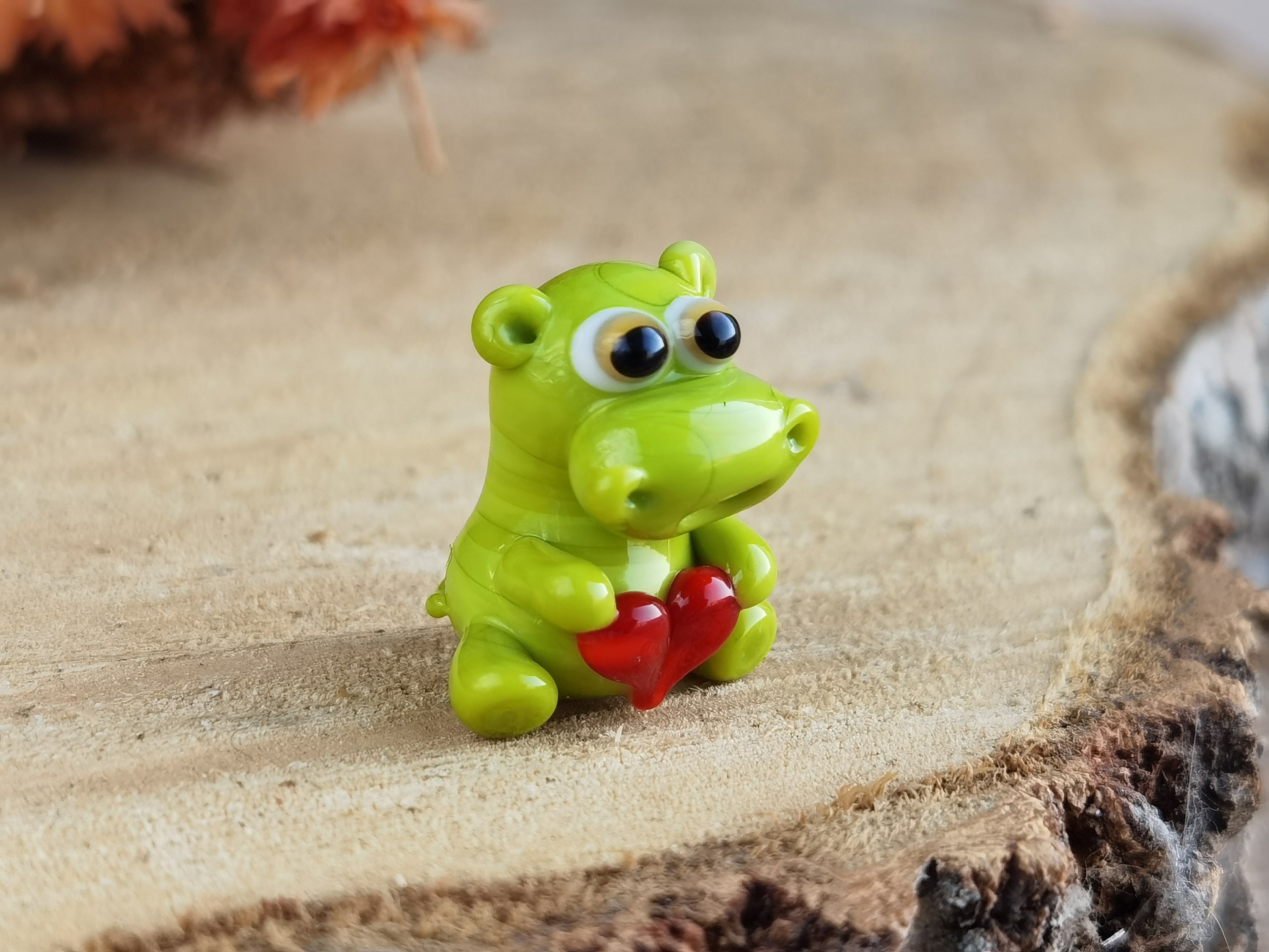 GLASS FIGURINES Miniature Hippo Figurine Glass Hippo Ornaments Hippo