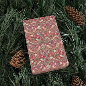 William Morris Strawberry Thief Crimson Red Wrapping Paper 20" x30"