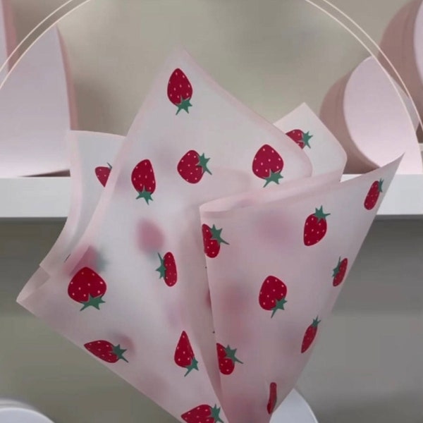 Papier d'emballage de fleurs de fraises pour bouquets