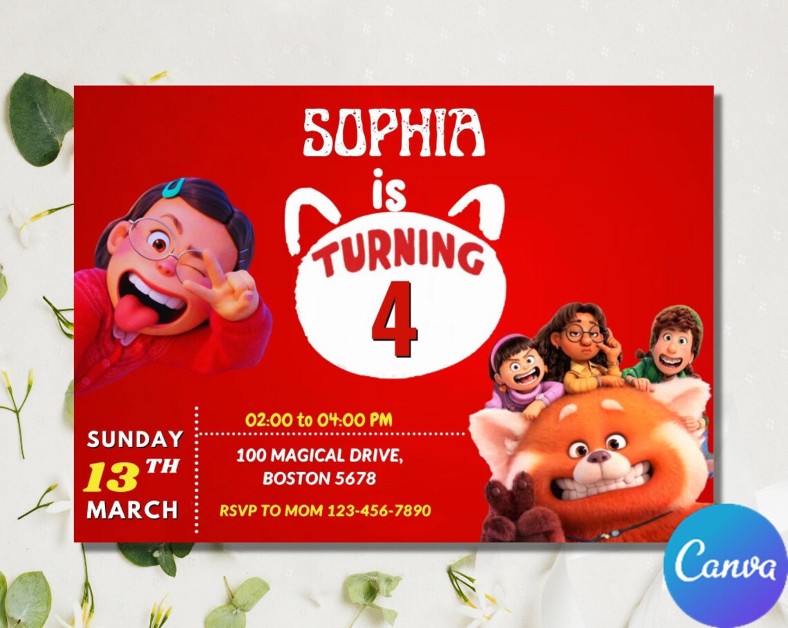 Turning Red Birthday Invitation Turning Red Party Instant Etsy Australia