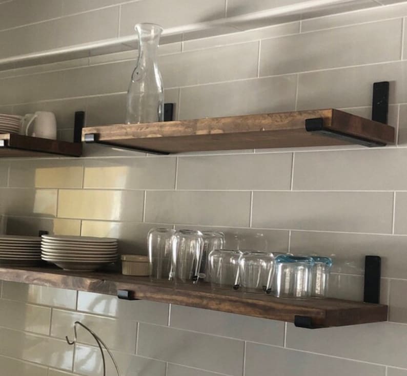 Custom Floating Shelves With Metal Brackets J-bracket - Etsy