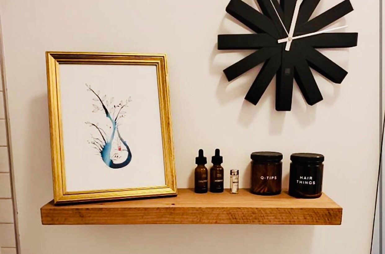 Distressed Floating Shelves With Heavy Duty Metal Bracket Etsy