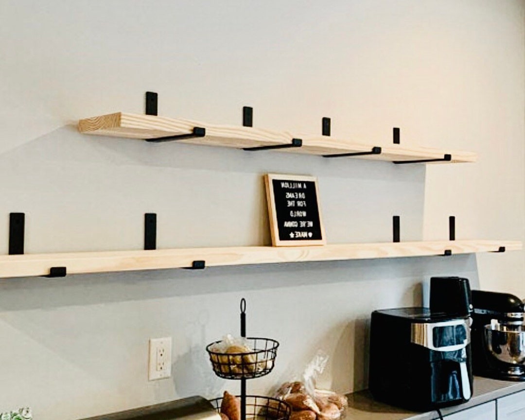 Custom Size Shelves With Metal Brackets for Books and Heavy Etsy
