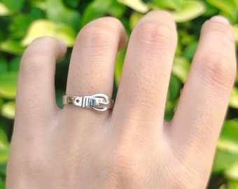 Simple Plain Belt Buckle Ring Fashion Ring 925 Sterling Silver Ring 7 mm Trendy New Design