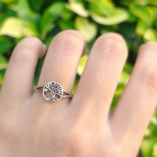 Tree of Life Oxidized Ring Bridal Band Diamond Wedding Engagement Oxidized Shape Ring 925 Sterling Silver Ring 10 mm