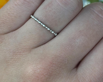 Beaded Bubble Ball Design Band Ring | Minimalist Oxidized | Unique Gift for Her Solid 925 Sterling Silver 1.6 mm