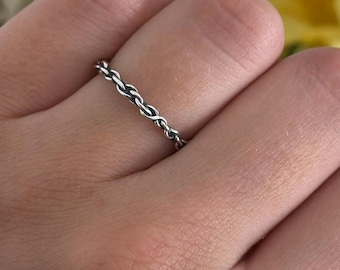 Sterlingzilveren designring met ketting | Minimalistische sieraden voor dames statementband | Uniek cadeau voor haar 925 sterlingzilver 2,4 mm