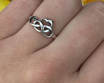 Serpent Elegant Plain Ring | Minimalist Celtic Dragon Statement Charm Band | Unique Gift for Her 925 Sterling Silver 9.6 mm