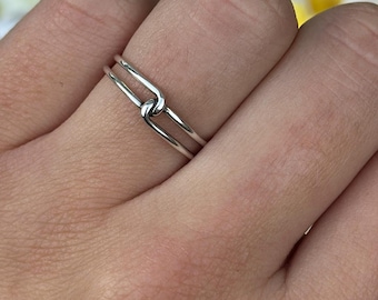 Double Band Knot Eternity Plain Ring for Women | Love Knot Promise Oxidized Unique Design | Gift for Her Solid 925 Sterling Silver 4.8 mm