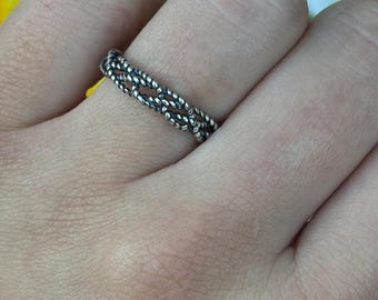 Vintage Style Braided Twisted Rope Plain Ring | Three Strand Rope Band Unique Design | Gift for Her Solid 925 Sterling Silver 4.1 mm