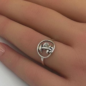 Mushrooms Ring 925 Sterling Silver Oxidized Finish Mushroom Statement Ring Fashion Gift for Her 11mm Nature Forest Mushroom Women Gift Thumb