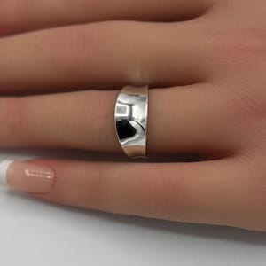 8.4mm Sterling Silver Concave Band Ring: High Polish, Minimalist Thumb Ring