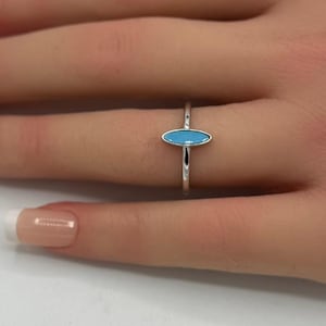 Bague turquoise en argent sterling : solitaire marquise 925, pierre de 10 mm